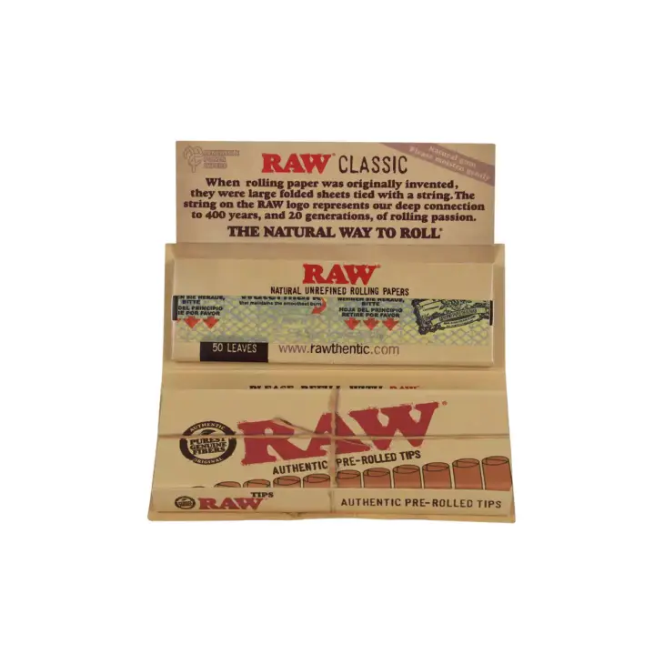 RAW | Classic Connoisseur - 1 1/4 Rolling Paper w/ Tip - Image 2