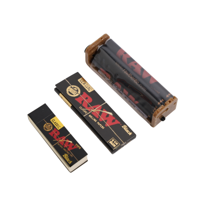 Raw Set | Rolling machine Black 79mm. + Black 1¼ + Black Tips